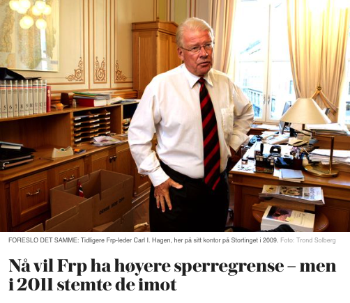 VG FrP var mot sperregrense, nå vil de ha den opp